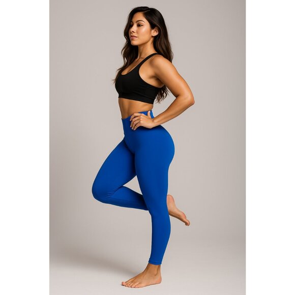 NWT PINK FASHION Leggings L High-Waist Royal Blue Athleisure From Medellin - Picture 1 of 10